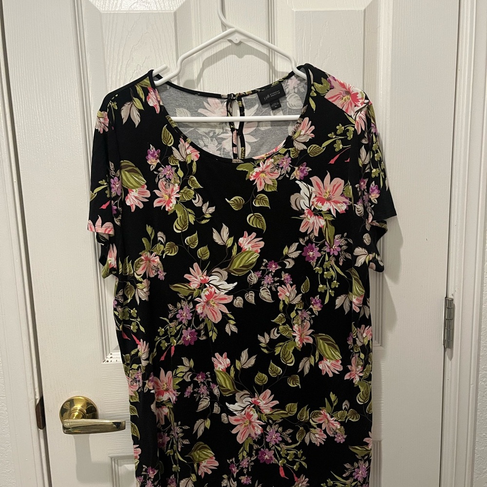 J. Jill Pink and Green Floral Blouse